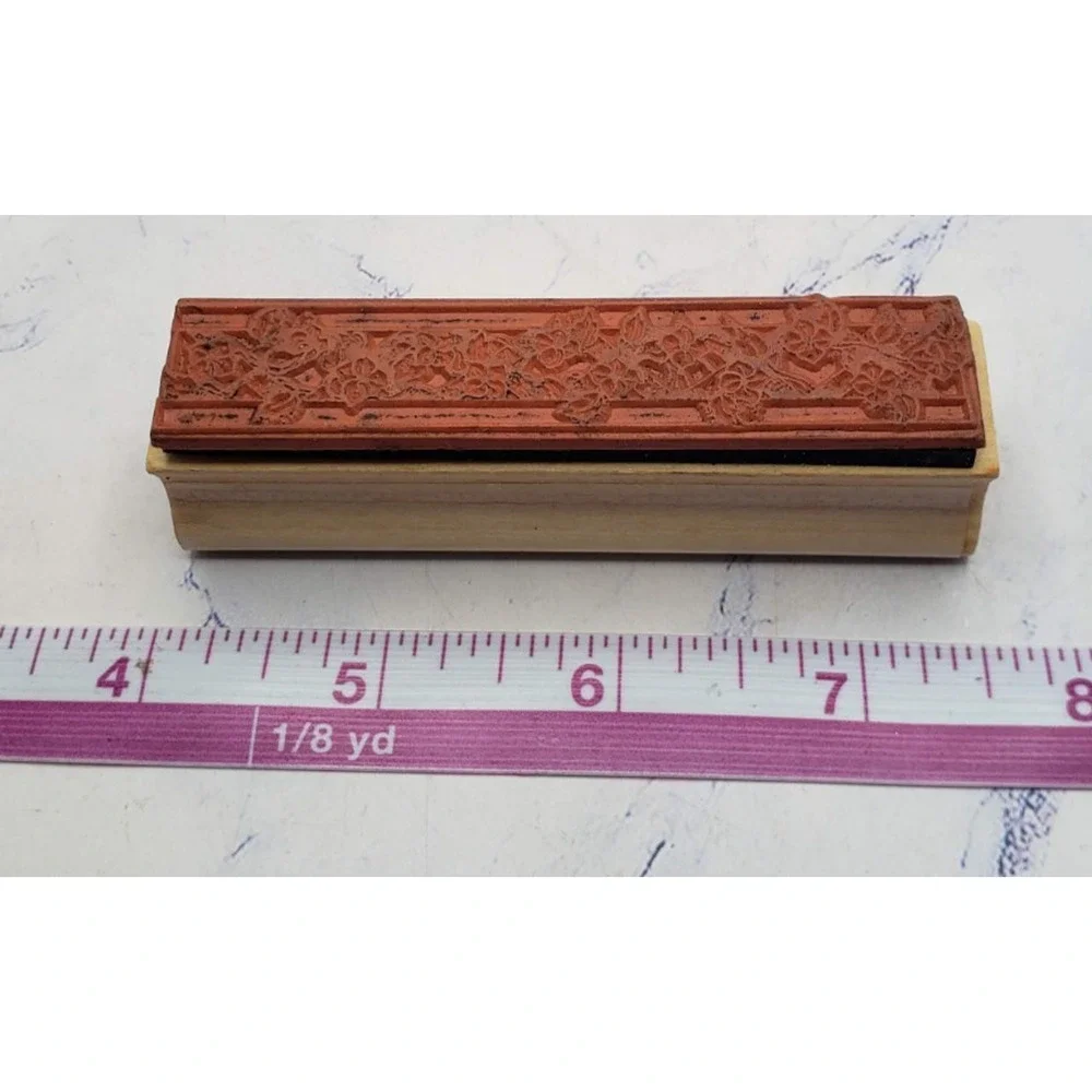 Garden Trestle Floral Berry Sky Kids Wood Mounted Rubber Border Stamp